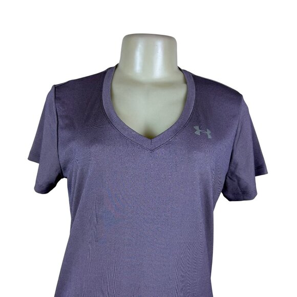 Under Armour Women’s Purple Short Sleeve V-Neck T-Shirt Size M - New - Picture 4 of 11